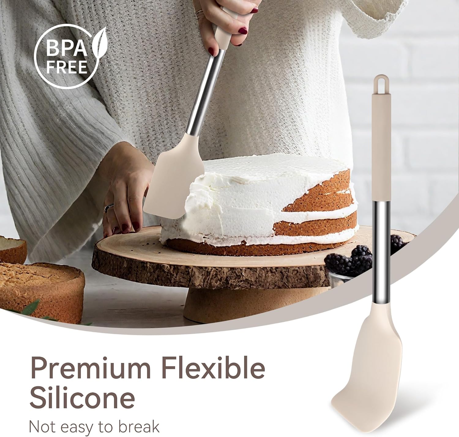 Silicone Cooking Utensils Set, 28 Pcs Kitchen Utensils Set 446°F Heat Resistant Spatula Set, Food Grade Silicone and Stainless Steel Handle Kitchen Gadgets for Nonstick Cookware BPA Free - Image 5