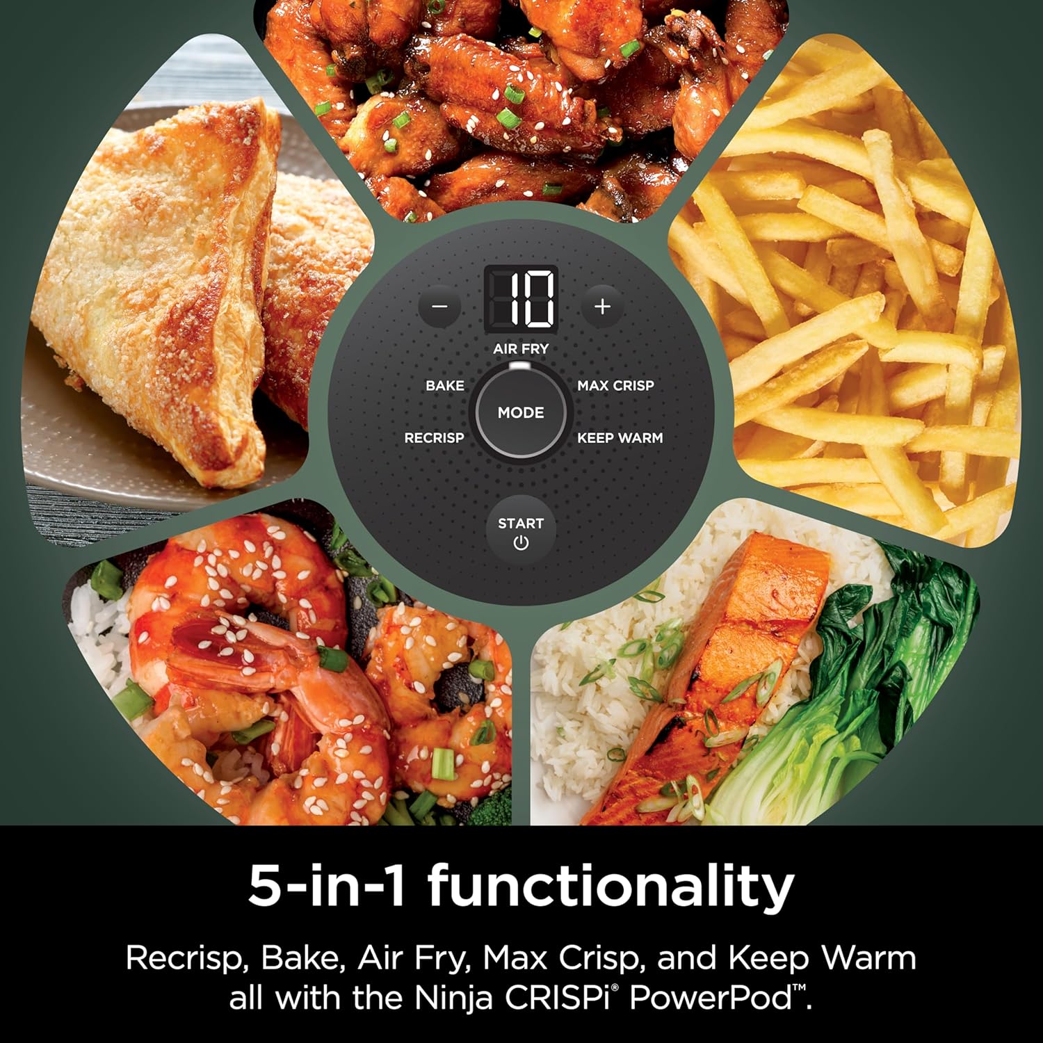 Ninja Crispi 5-in-1 Glass Air Fryer | 450°F, Nontoxic, 4QT & 6-Cup Containers & Lids | Microwave, Freezer, Dishwasher Safe | Max Crisp, Air Fry, Bake, Recrisp, Keep Warm | Brit. Racing Green, FN103BF - Image 10