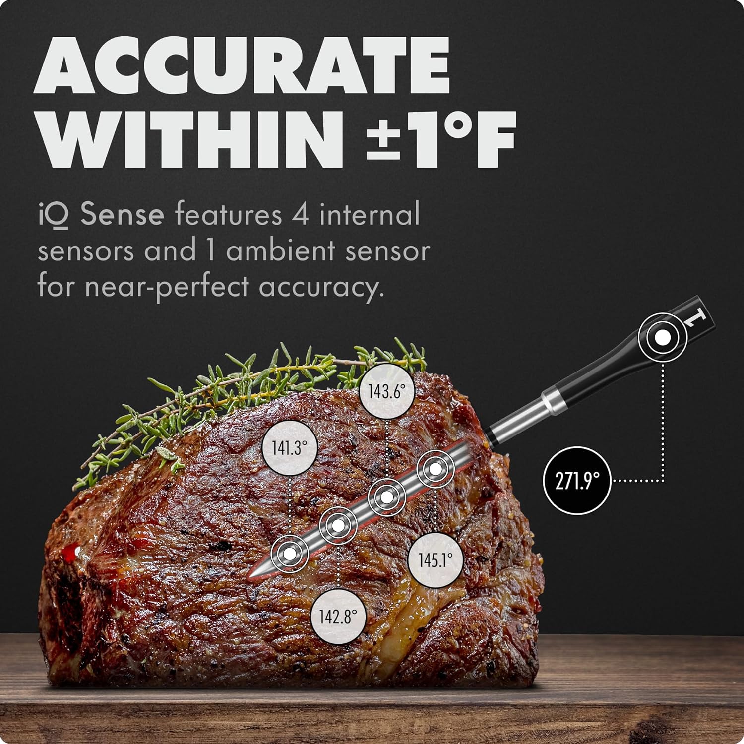 CHEF iQ Sense | Smart Wireless Meat Thermometer | 3 Ultra-Thin Probes | WiFi Unlimited Range | 1000°F Heat Safe | 5 Sensors | BBQ, Grill, Oven, Smoker, Air Fryer | Gen3 - Image 2