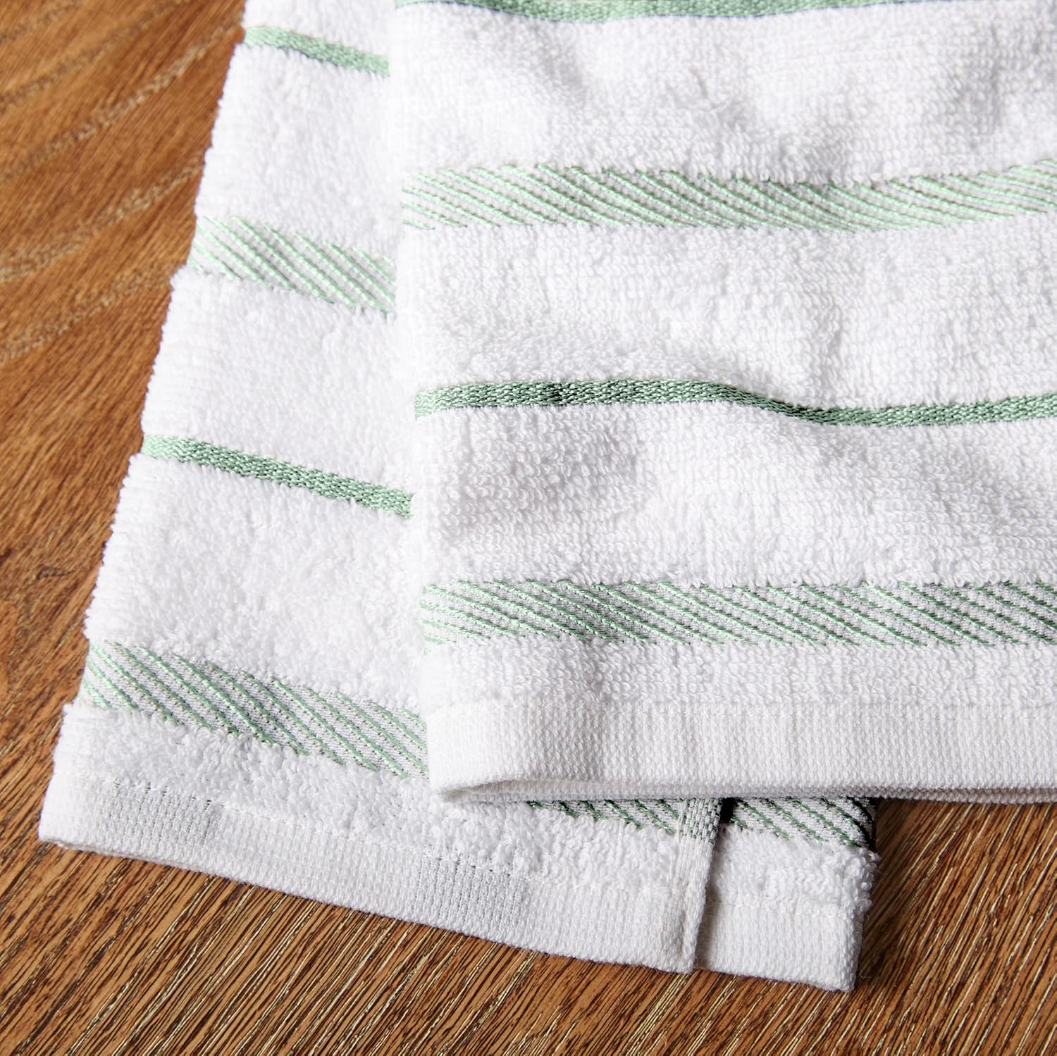KitchenAid Albany Kitchen Towel 4-Pack Set, Pistachio/White, 16"x26" - Image 3
