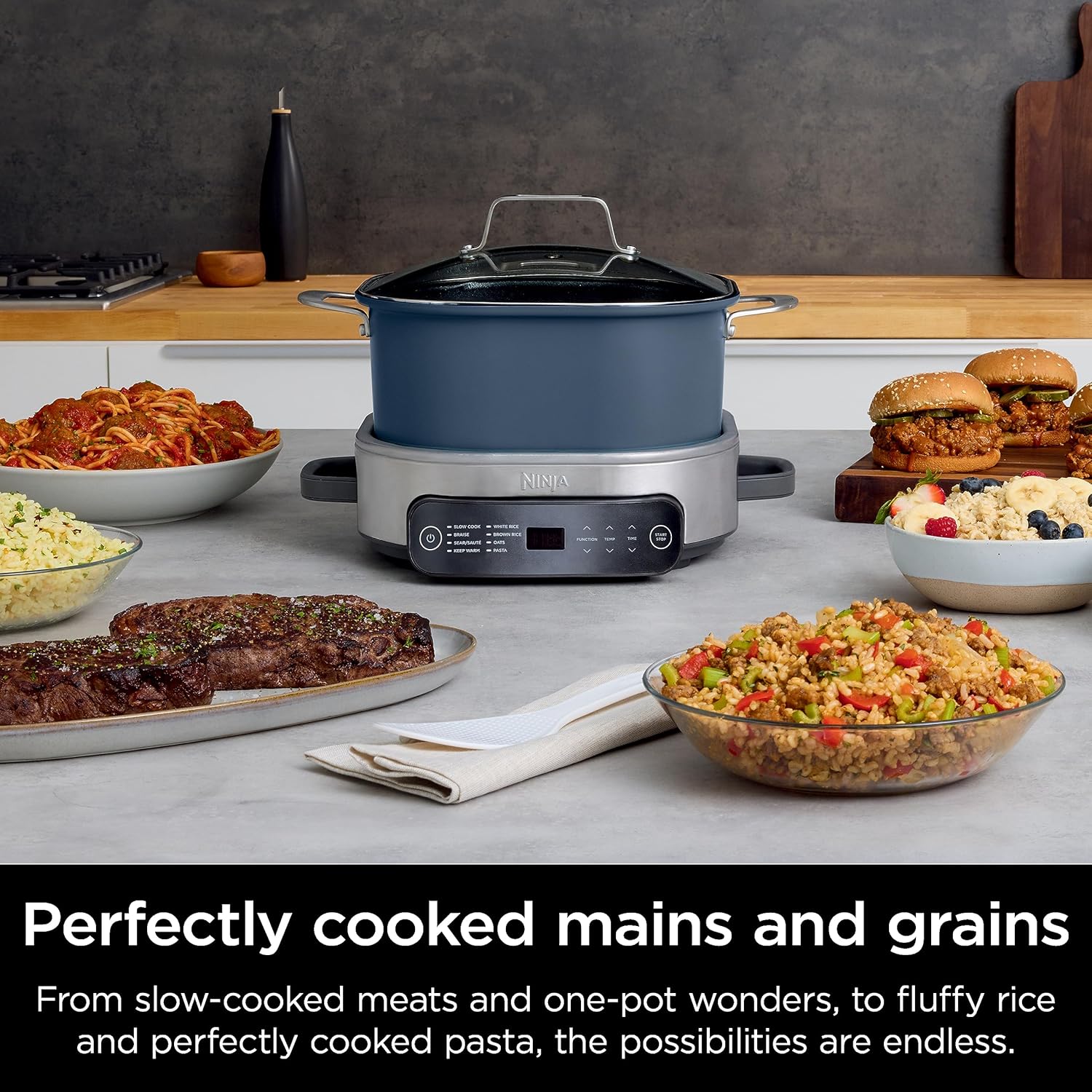 Ninja MC1101 Foodi Everyday Possible Cooker Pro, 8-in-1 Versatility, One-Pot Faster Cooking Replaces 10 Tools, Family-Sized Capacity with Adjustable Temp Control, 6.5 quarts, Midnight Blue - Image 2
