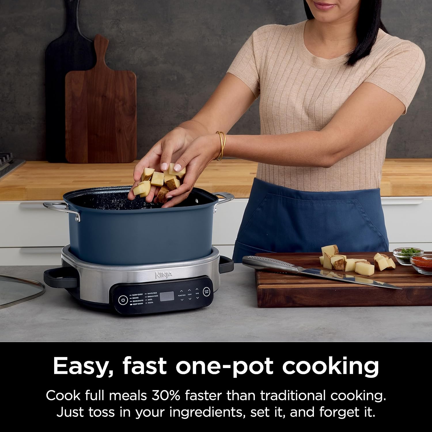 Ninja MC1101 Foodi Everyday Possible Cooker Pro, 8-in-1 Versatility, One-Pot Faster Cooking Replaces 10 Tools, Family-Sized Capacity with Adjustable Temp Control, 6.5 quarts, Midnight Blue - Image 5