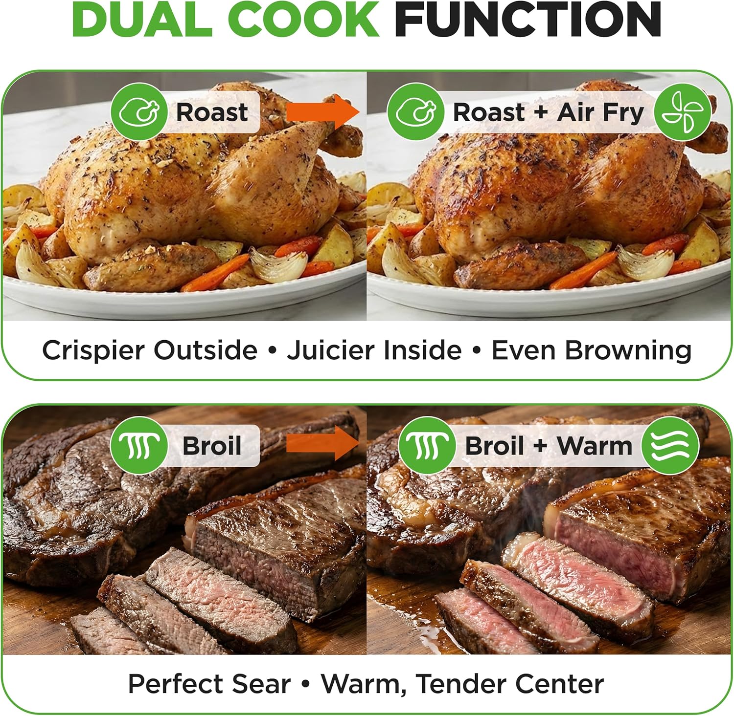 NutriChef 32 Quart Air Fryer & Oven | Digital Airfryer with 20 Presets, Dual Cook, Rotisserie, Bake & More | Multi-Function Convection Countertop Oven | Large Capacity | 18" x 17" x 14 | Black - Image 4